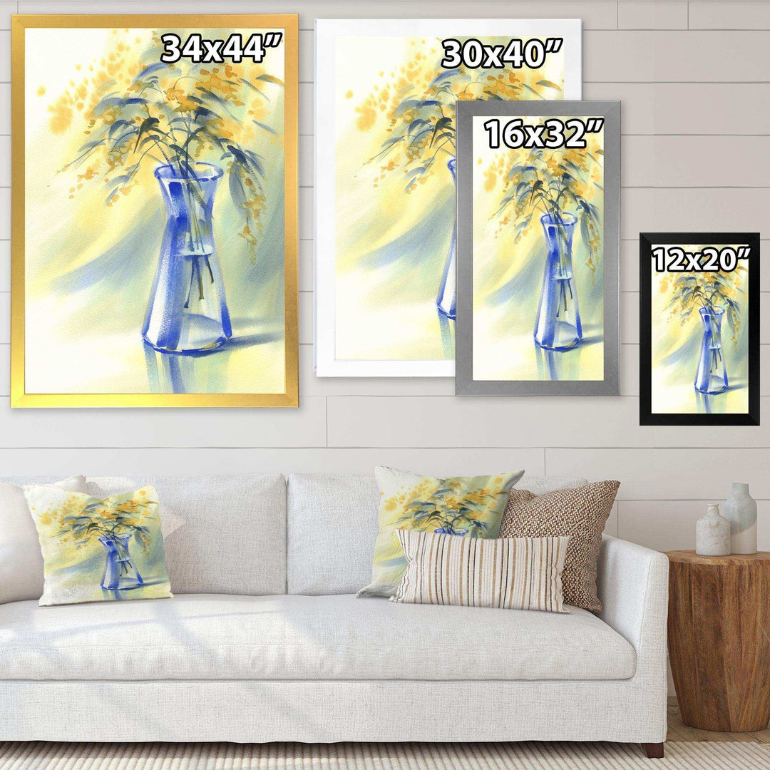 Summer Flowers In Blue Glass Bottle