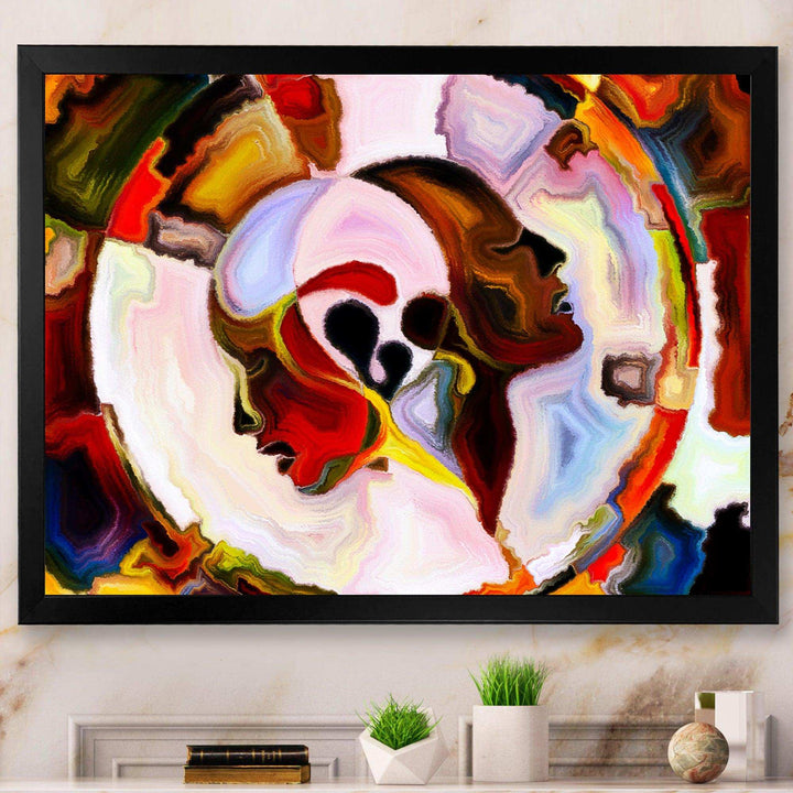 Union Of Male And Female Faces III - Modern Canvas Wall Art