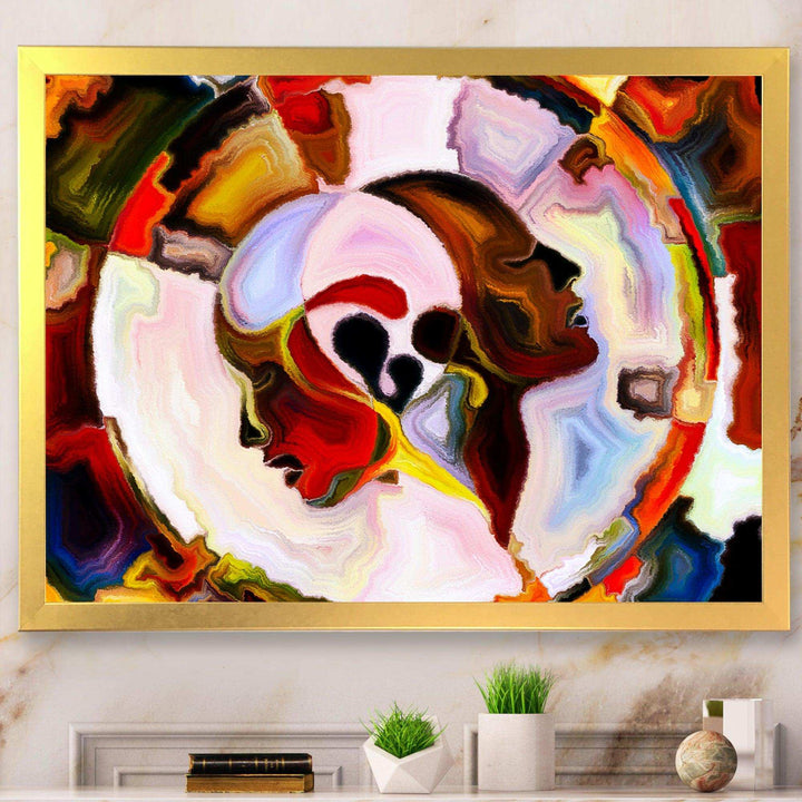 Union Of Male And Female Faces III - Modern Canvas Wall Art