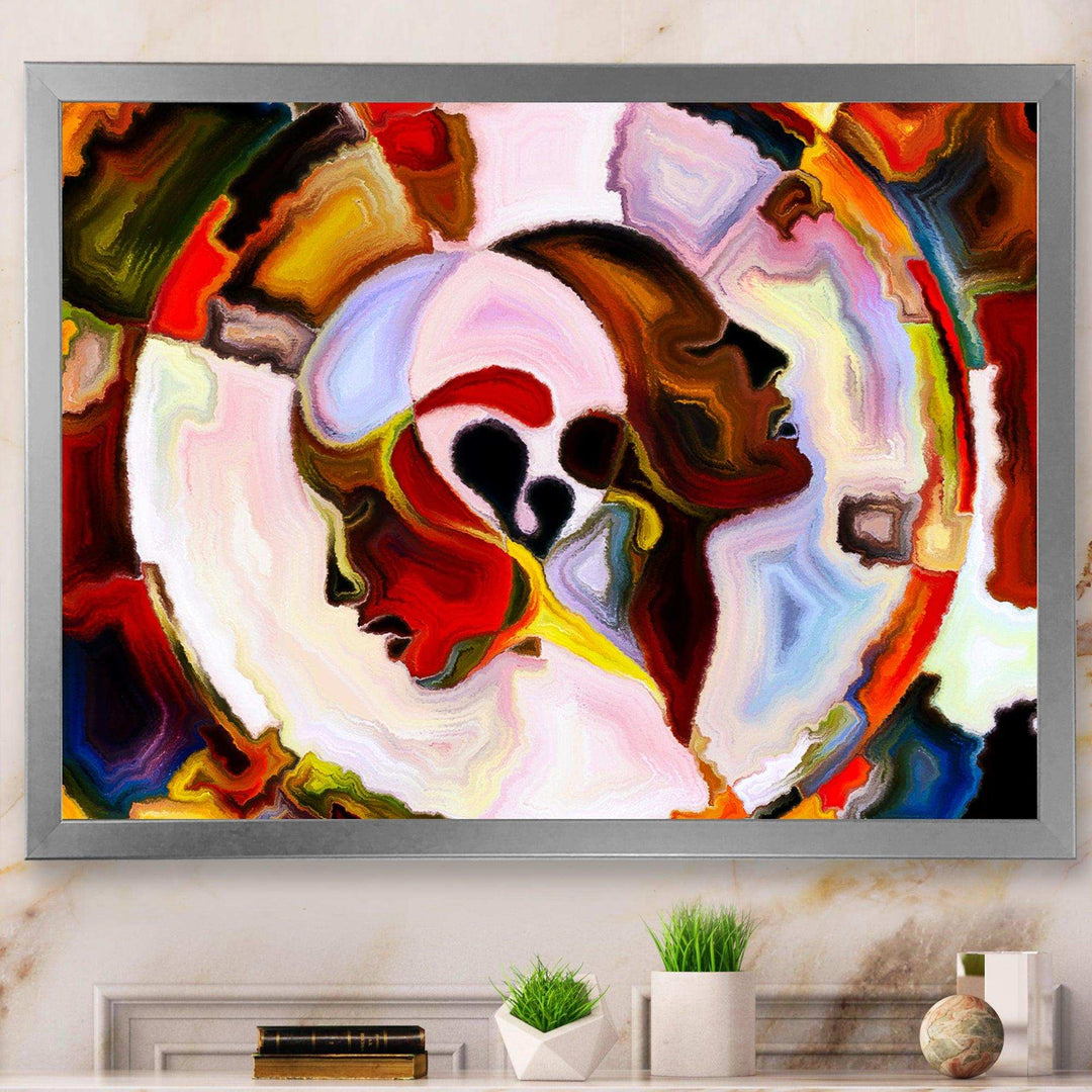 Union Of Male And Female Faces III - Modern Canvas Wall Art