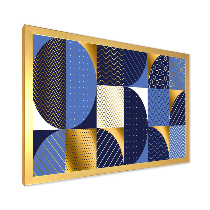 Retro Luxury Waves In Gold and Blue IV - Canvas Wall Art