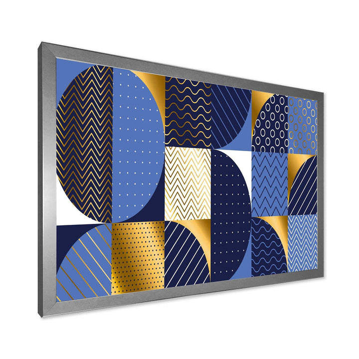 Retro Luxury Waves In Gold and Blue IV - Canvas Wall Art