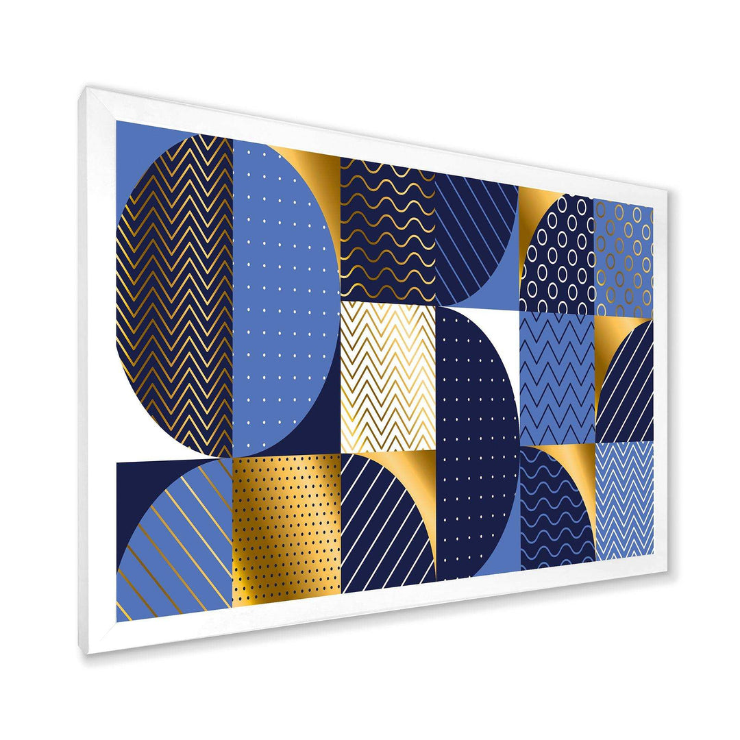Retro Luxury Waves In Gold and Blue IV - Canvas Wall Art