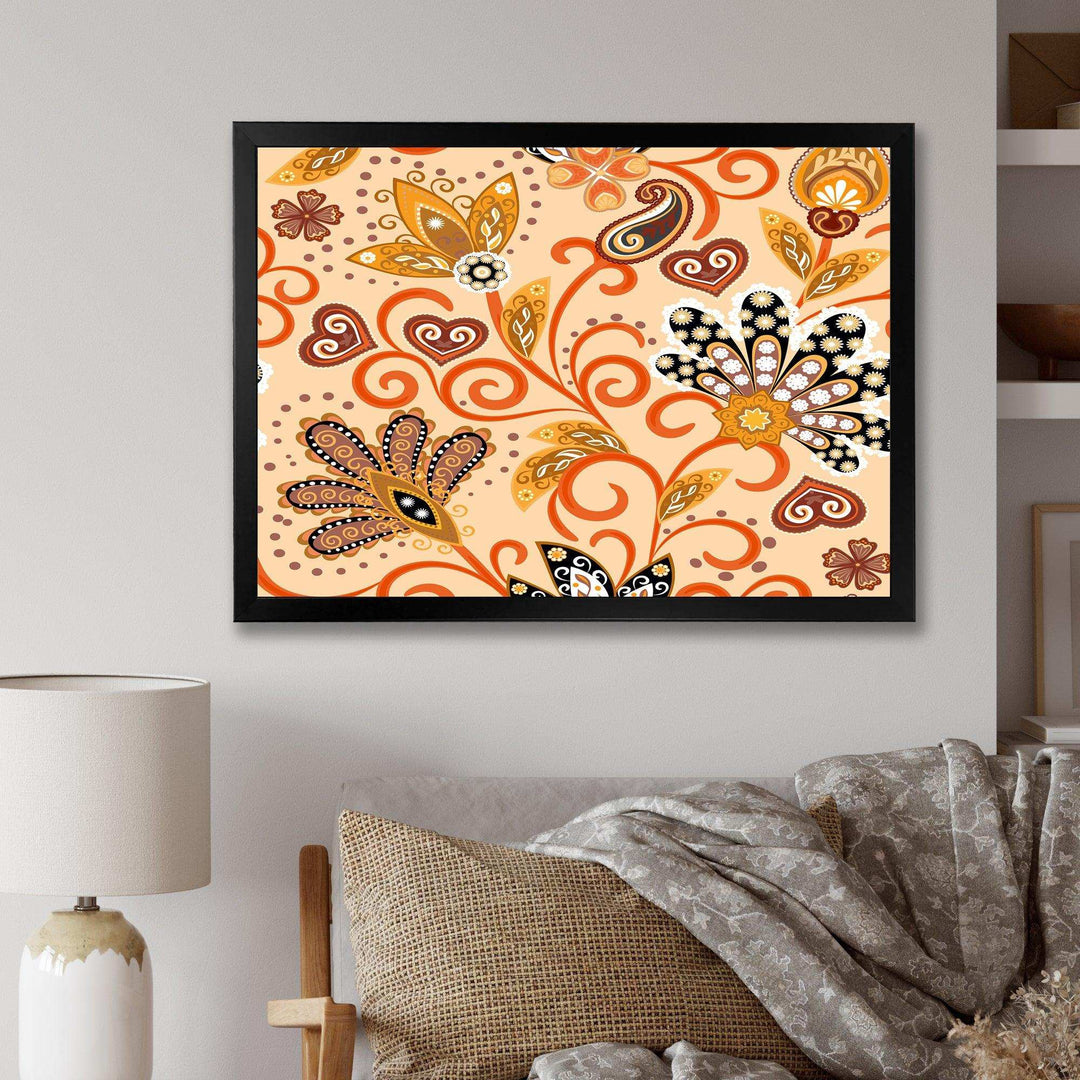 Retro Indian Floral Batik III - Bedroom Wall Art