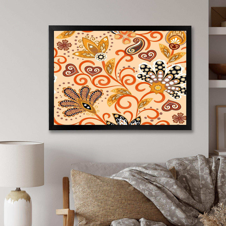 Retro Indian Floral Batik III - Bedroom Wall Art