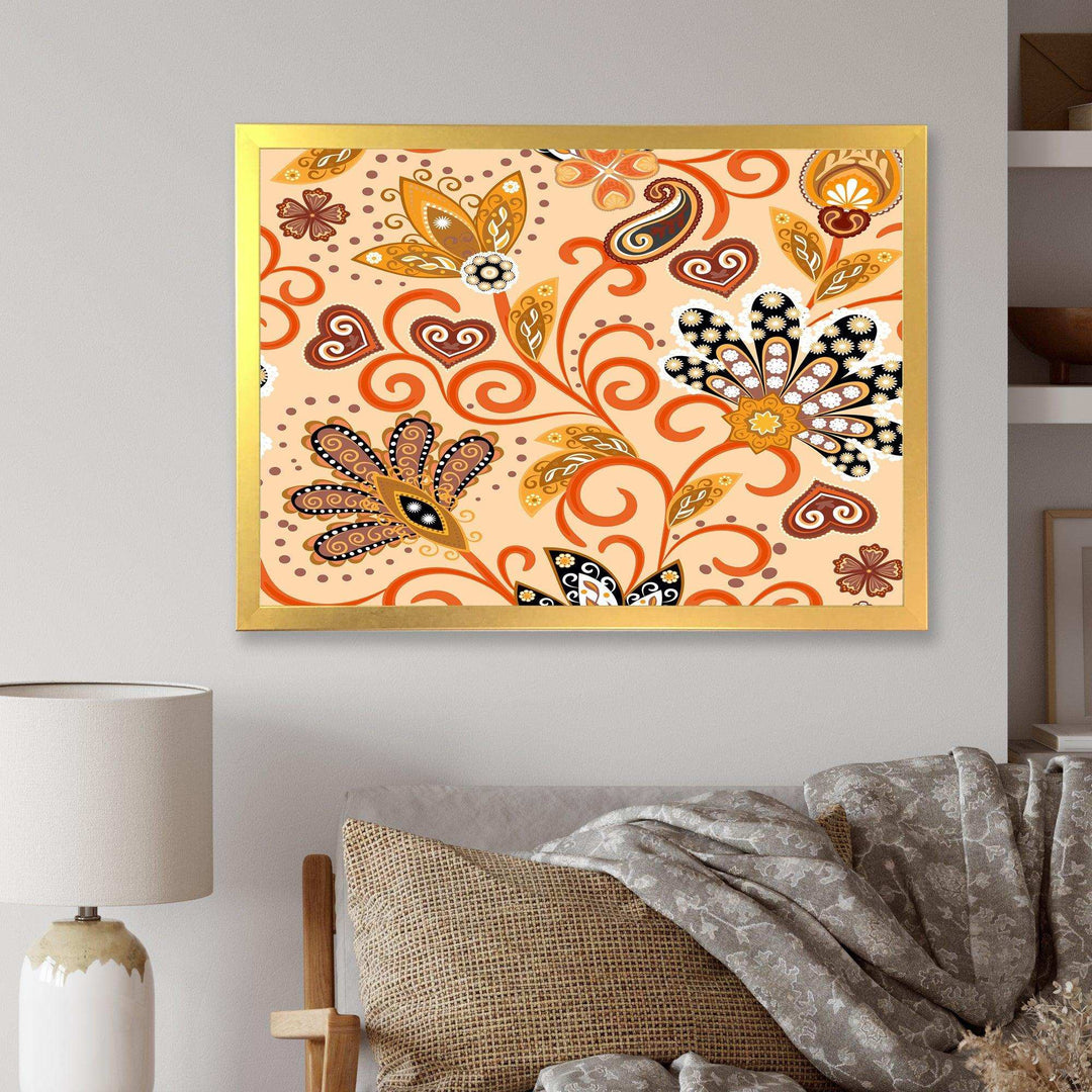 Retro Indian Floral Batik III - Bedroom Wall Art