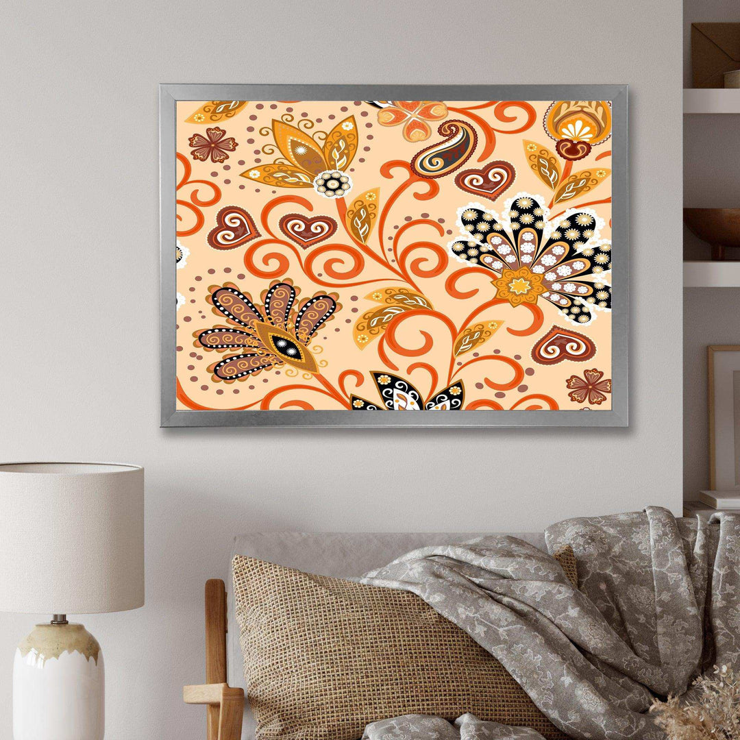 Retro Indian Floral Batik III - Bedroom Wall Art