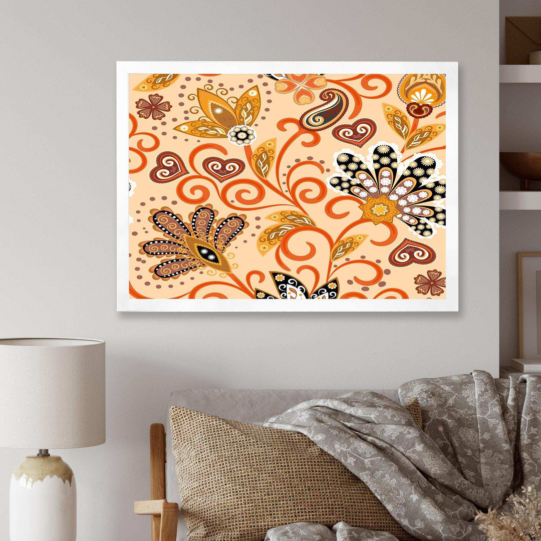 Retro Indian Floral Batik III - Bedroom Wall Art