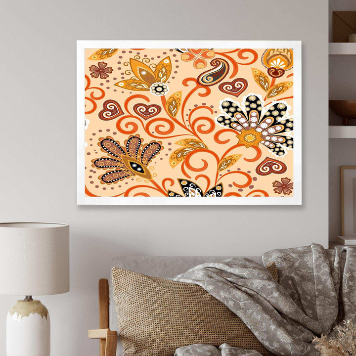 Retro Indian Floral Batik III - Bedroom Wall Art