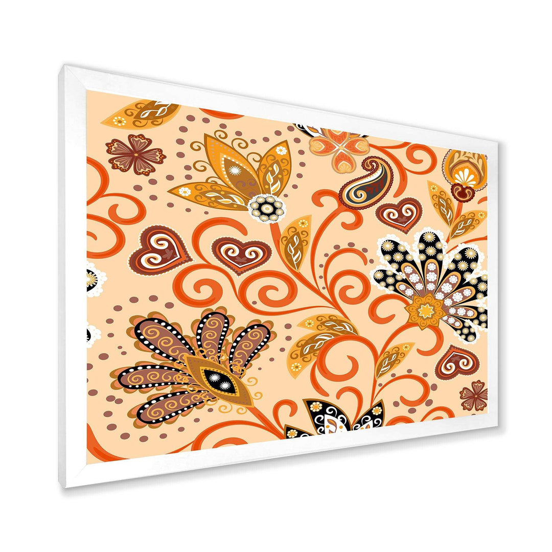 Retro Indian Floral Batik III - Bedroom Wall Art