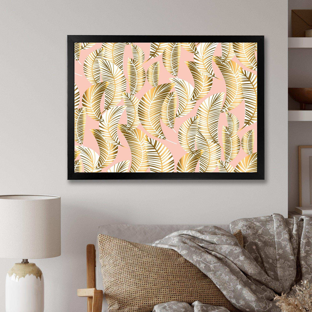 Golden Palm Leaves I - Living Room Wall Decor