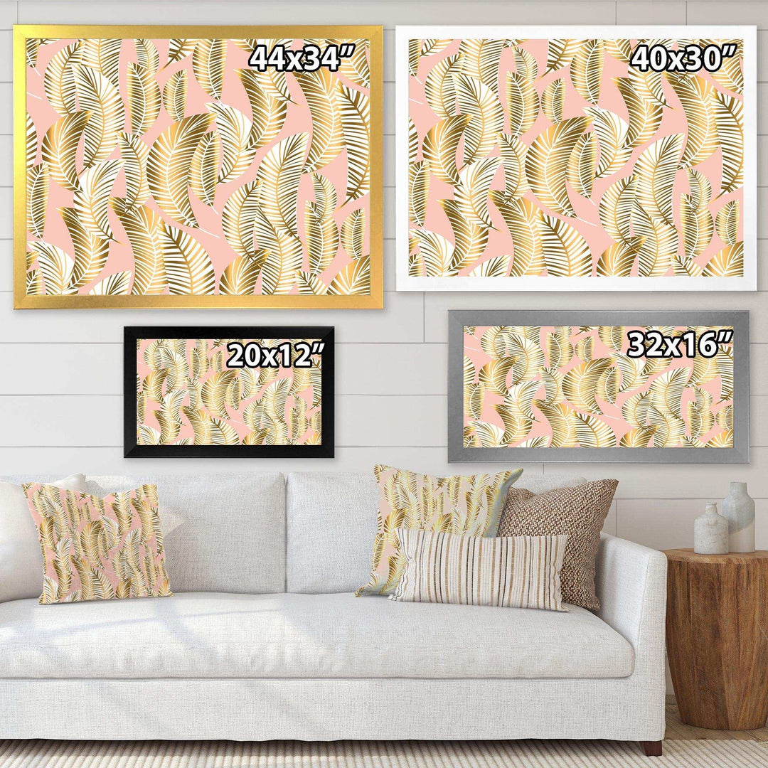 Golden Palm Leaves I - Living Room Wall Decor