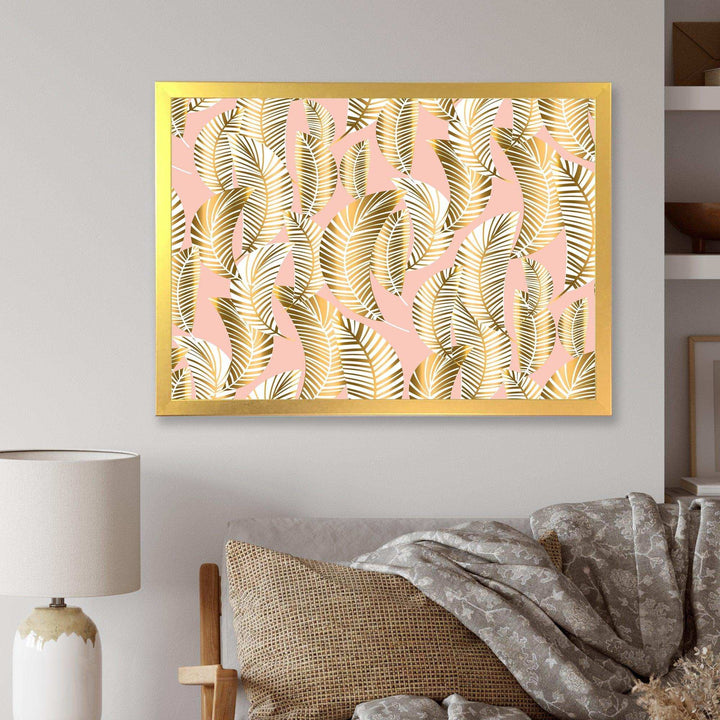 Golden Palm Leaves I - Living Room Wall Decor