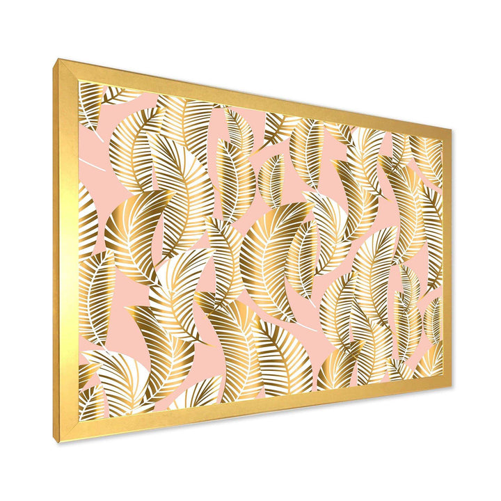 Golden Palm Leaves I - Living Room Wall Decor