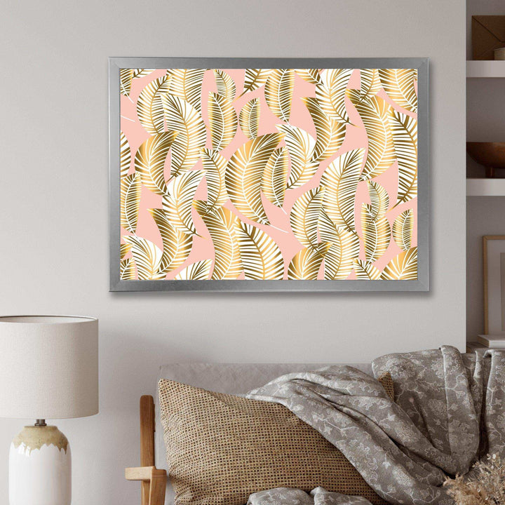 Golden Palm Leaves I - Living Room Wall Decor