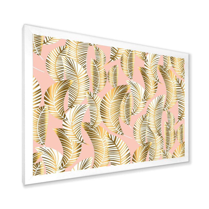Golden Palm Leaves I - Living Room Wall Decor