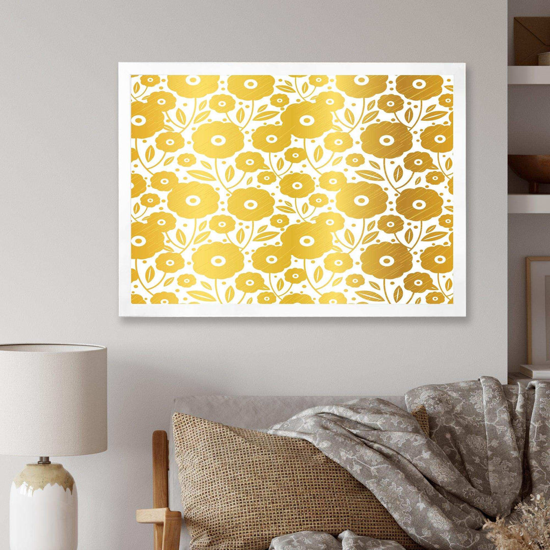 Golden Floral I - Living Room Wall Decor