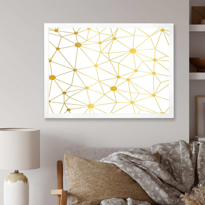 Golden Grid I - Bedroom Wall Art