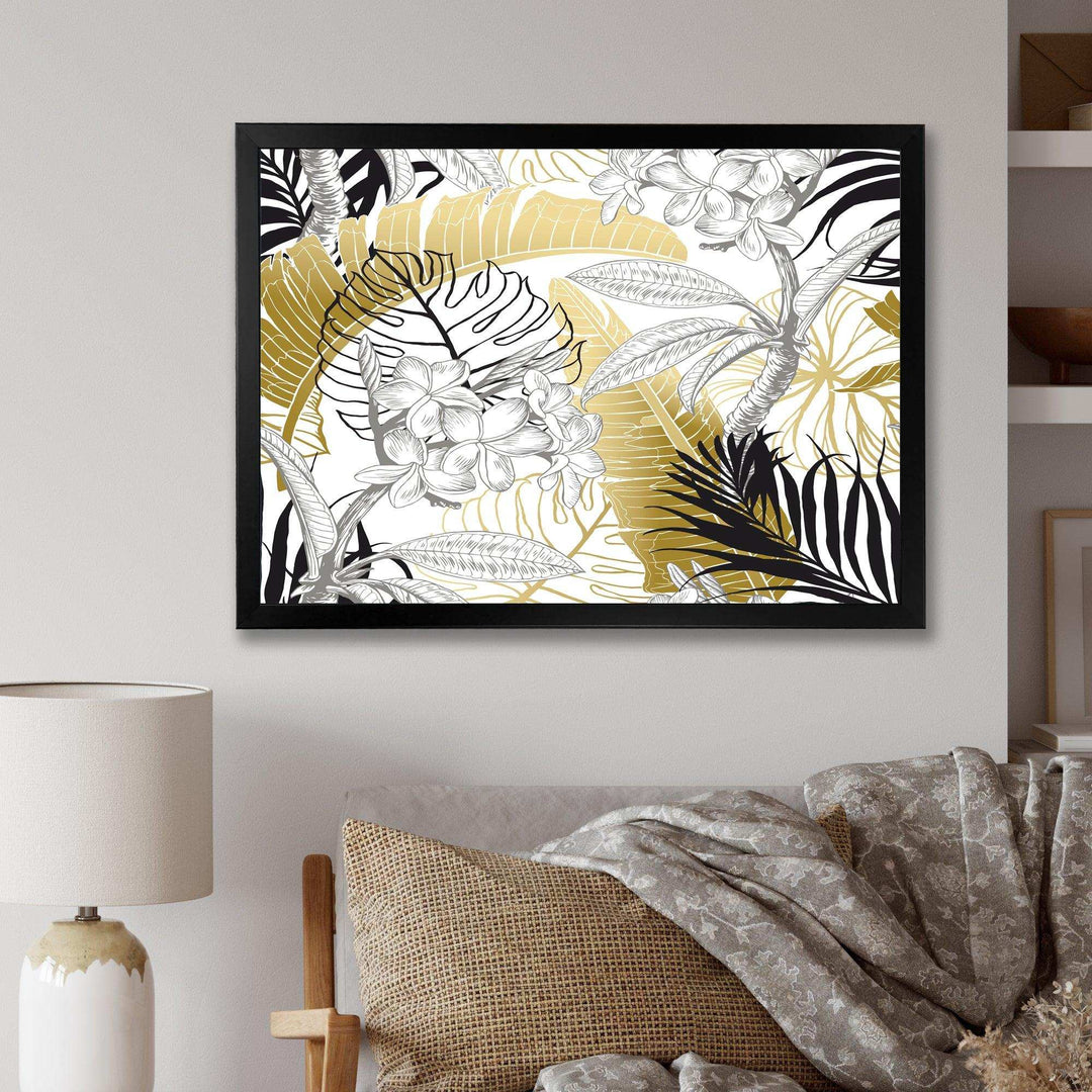 Golden Tropical Pattern I - Canvas Wall Art