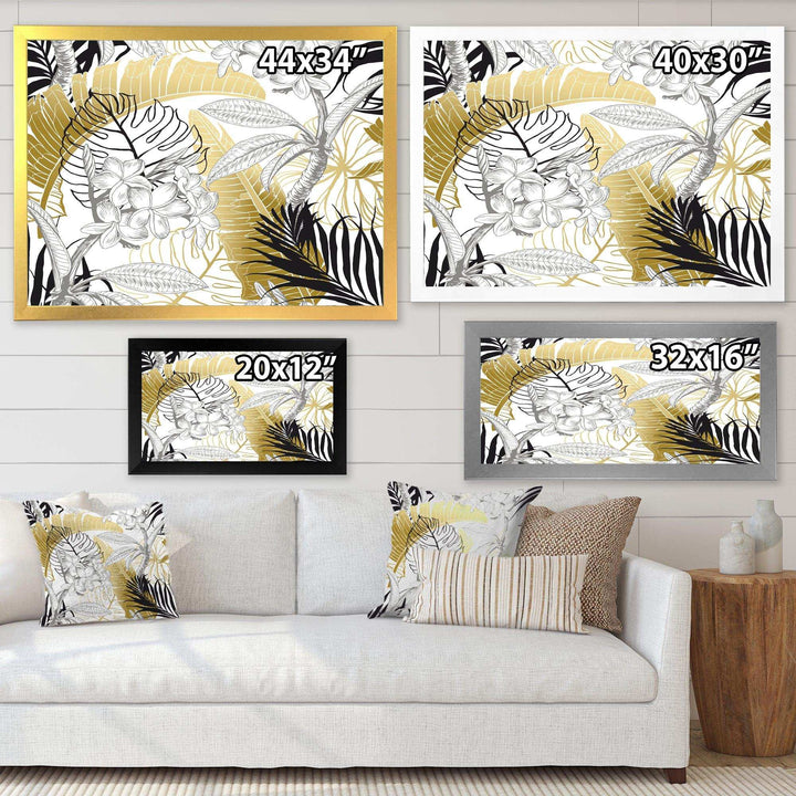 Golden Tropical Pattern I - Canvas Wall Art