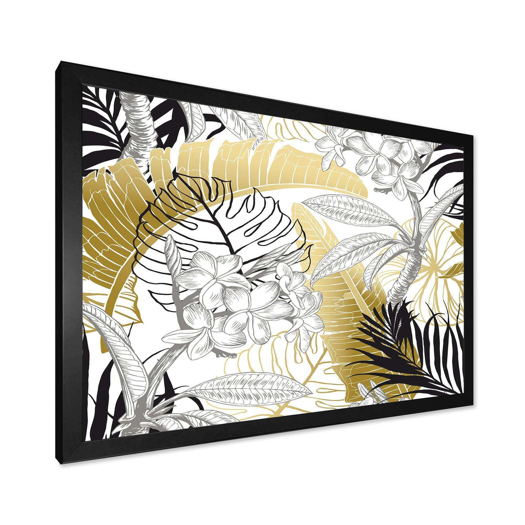 Golden Tropical Pattern I - Canvas Wall Art