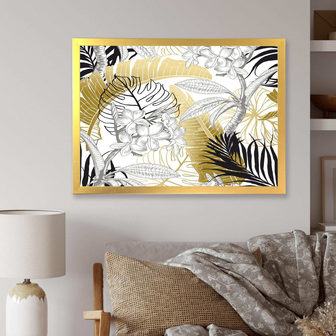 Golden Tropical Pattern I - Canvas Wall Art