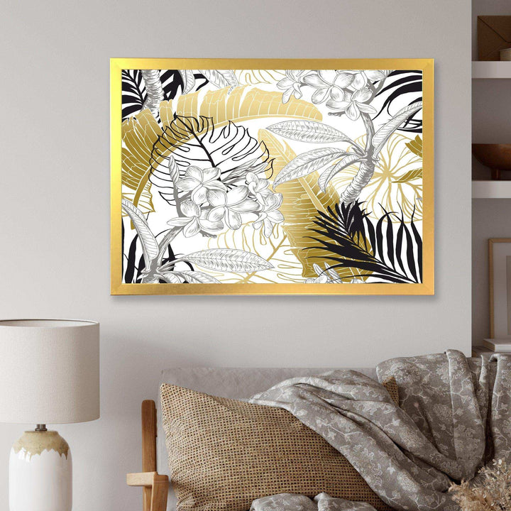 Golden Tropical Pattern I - Canvas Wall Art