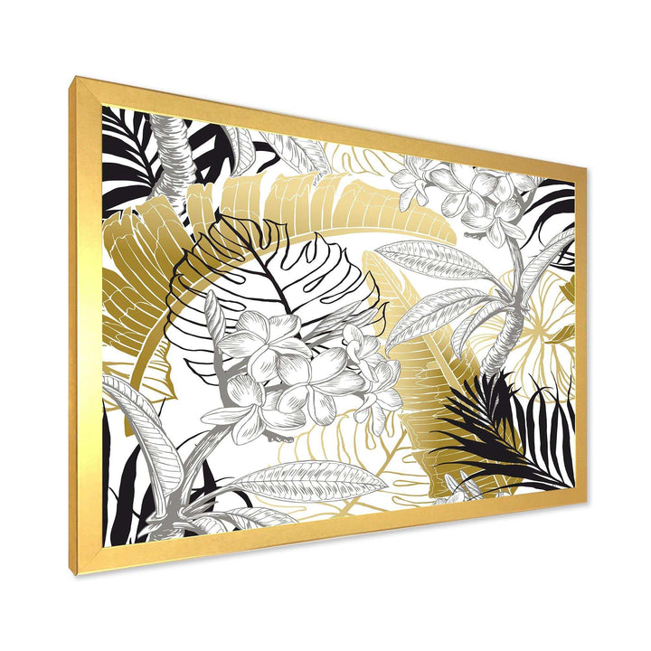 Golden Tropical Pattern I - Canvas Wall Art