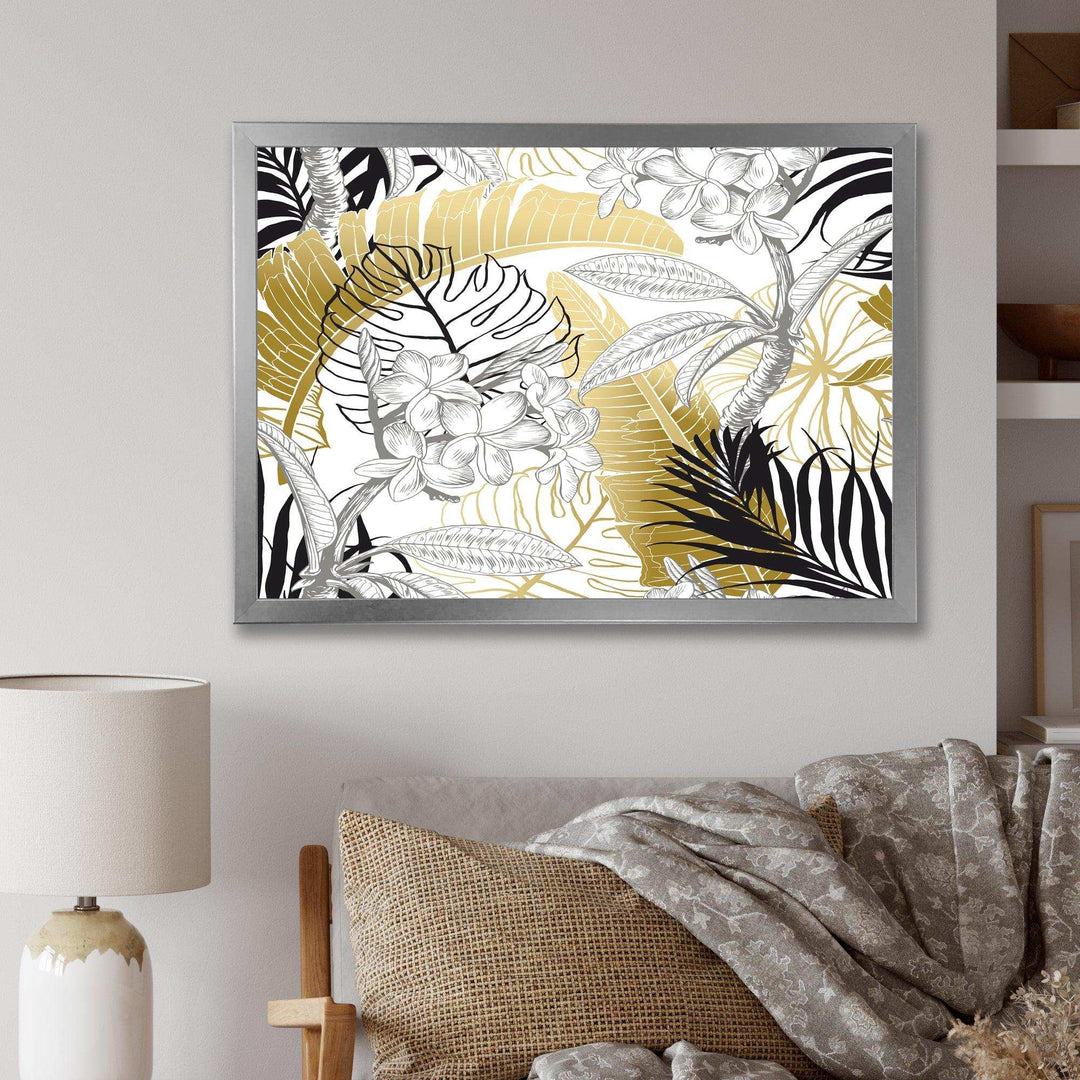 Golden Tropical Pattern I - Canvas Wall Art