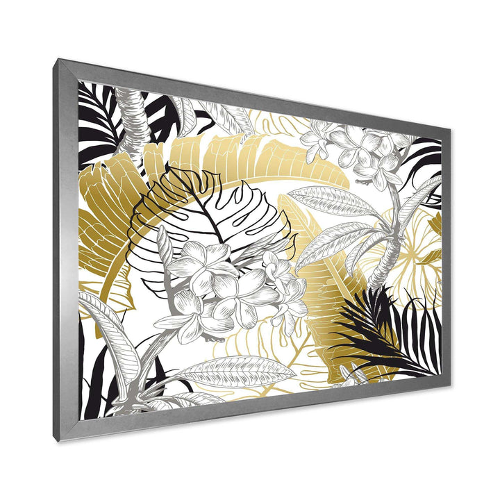 Golden Tropical Pattern I - Canvas Wall Art