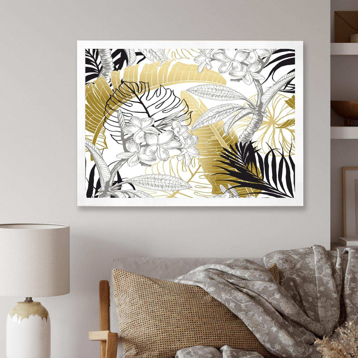 Golden Tropical Pattern I - Canvas Wall Art