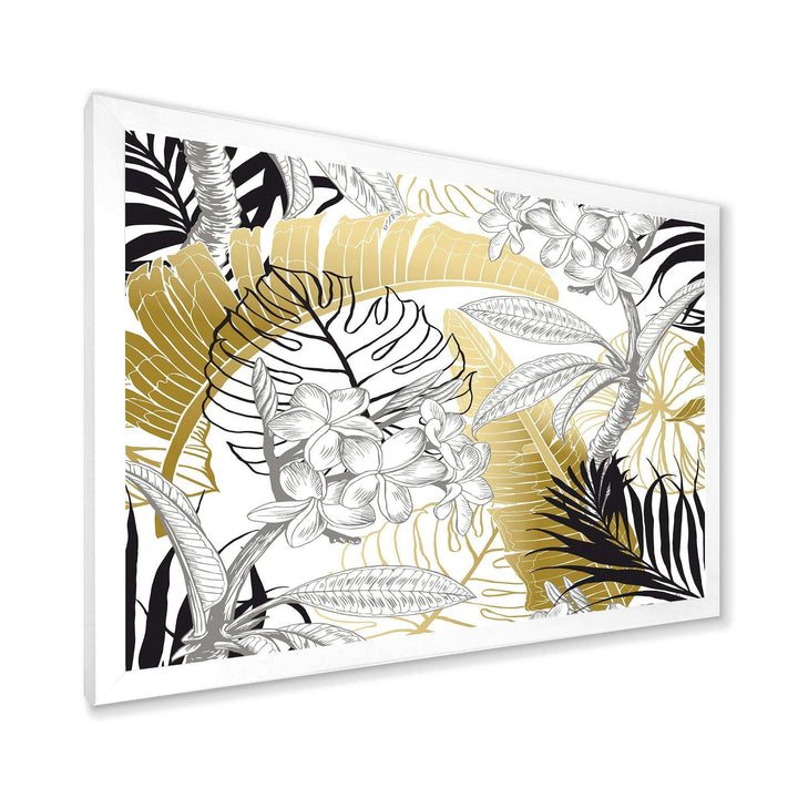 Golden Tropical Pattern I - Canvas Wall Art