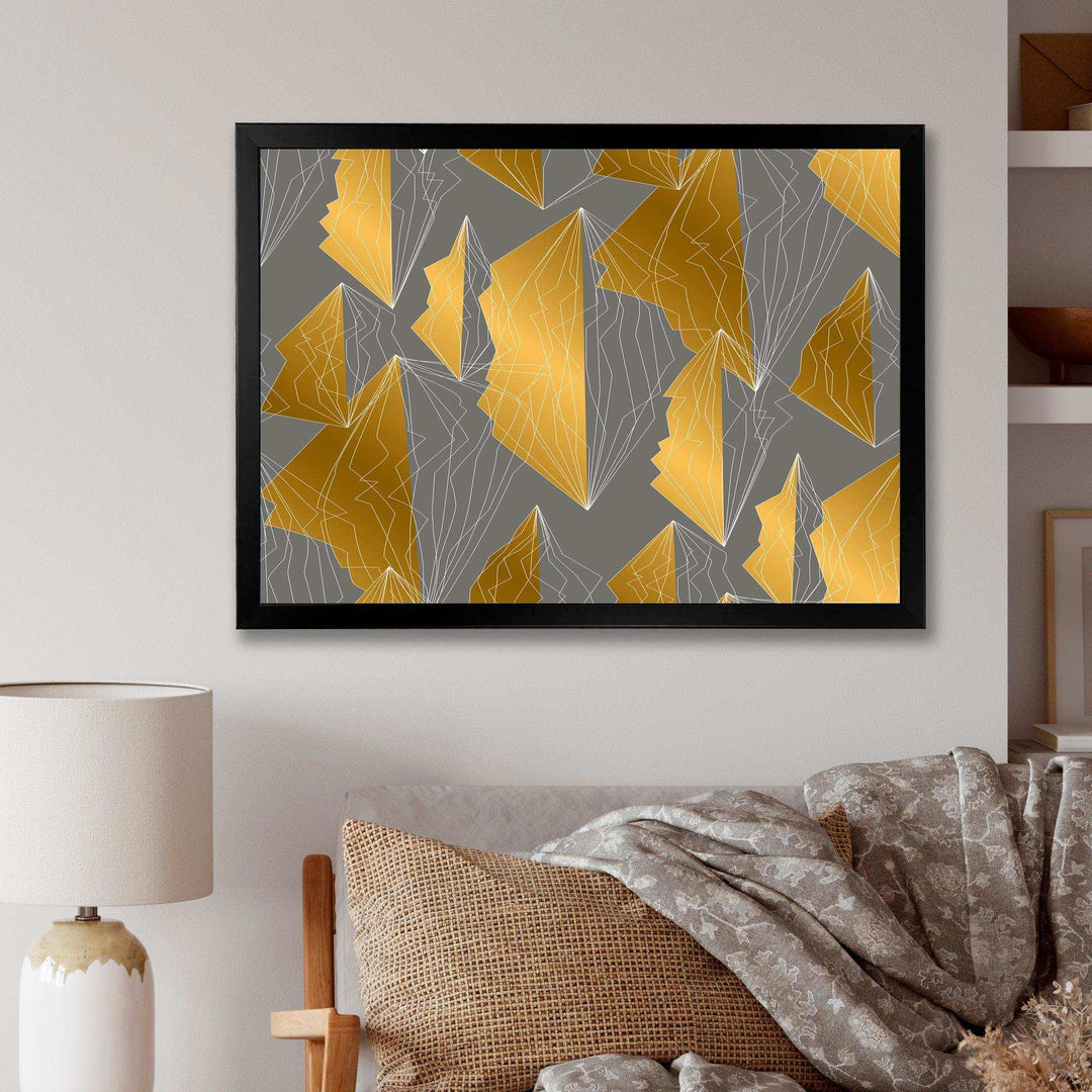 Golden Polygon Pattern - Living Room Wall Decor