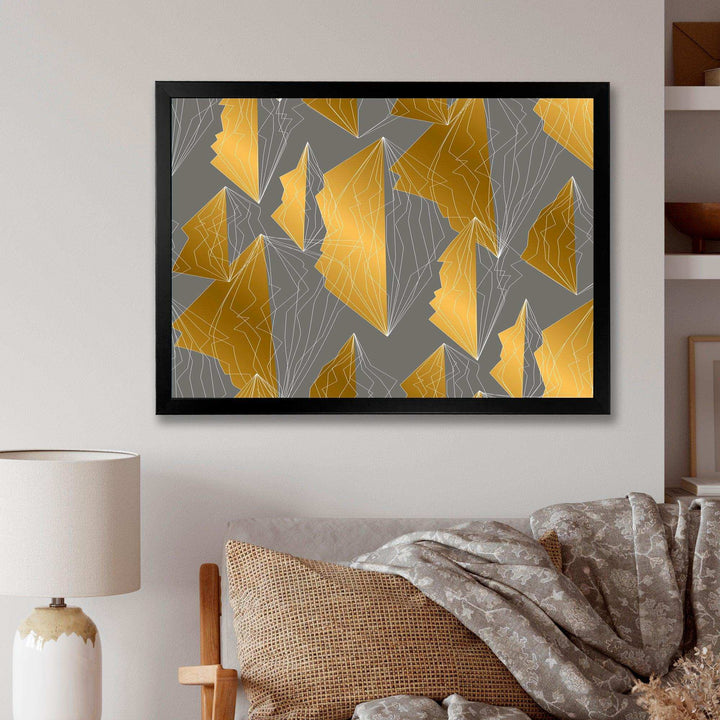 Golden Polygon Pattern - Living Room Wall Decor