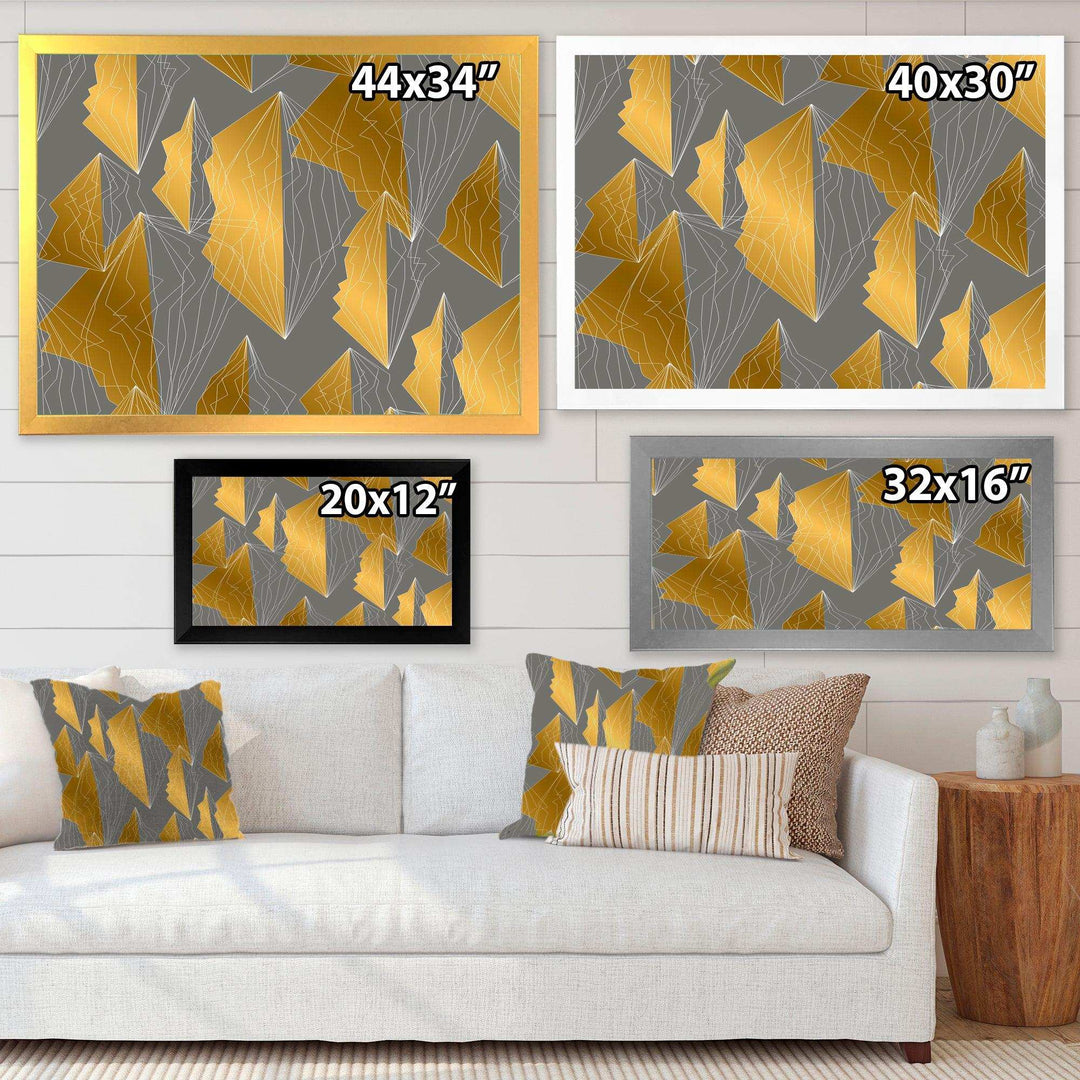 Golden Polygon Pattern - Living Room Wall Decor