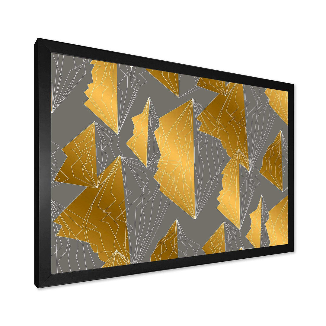 Golden Polygon Pattern - Living Room Wall Decor