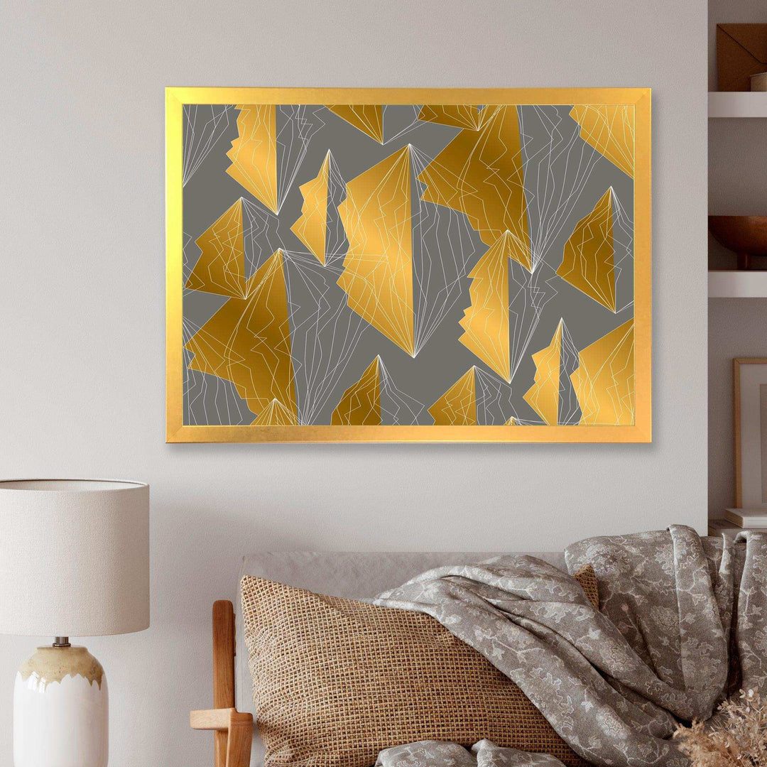 Golden Polygon Pattern - Living Room Wall Decor