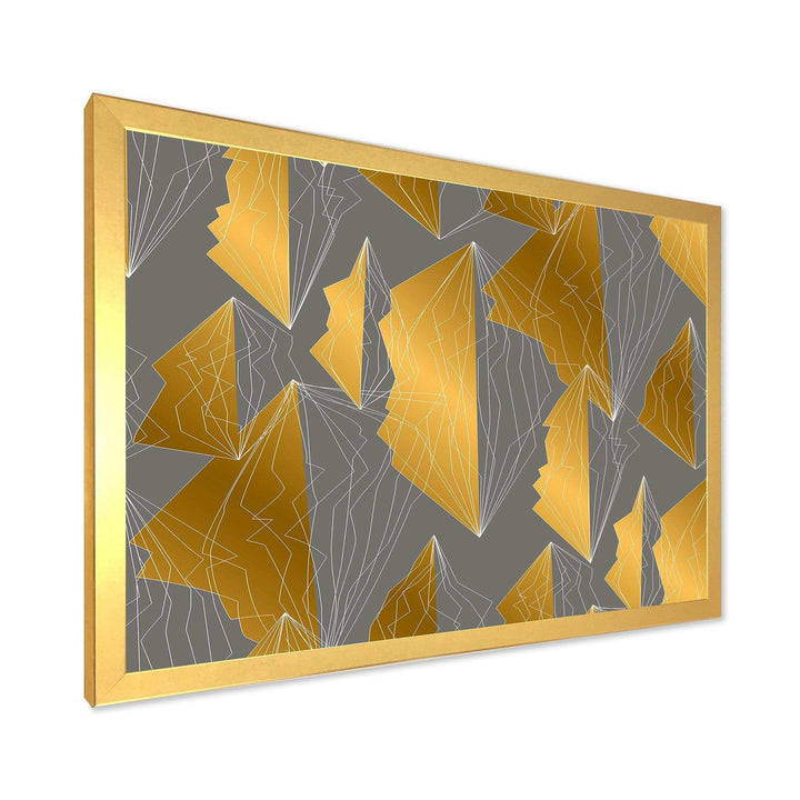 Golden Polygon Pattern - Living Room Wall Decor