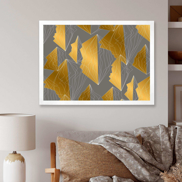 Golden Polygon Pattern - Living Room Wall Decor