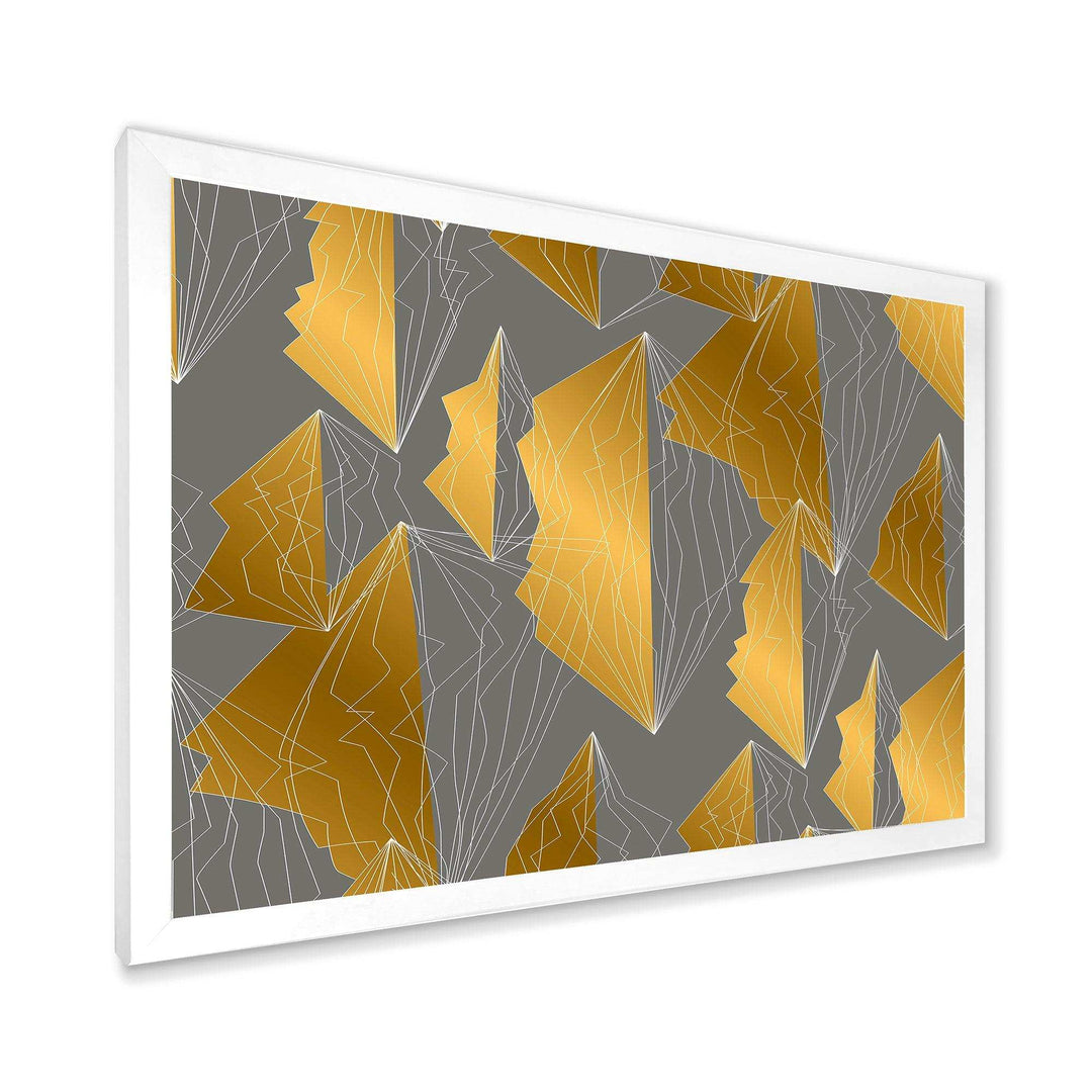 Golden Polygon Pattern - Living Room Wall Decor