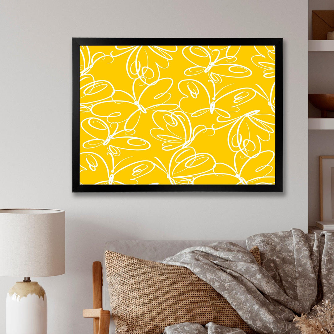 Butterflies hand drawn color pattern - Canvas Wall Art