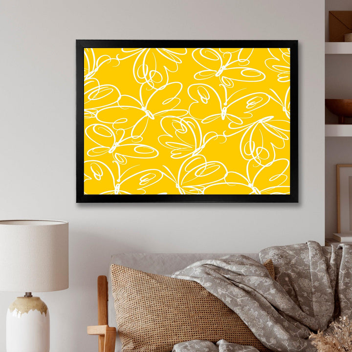 Butterflies hand drawn color pattern - Canvas Wall Art