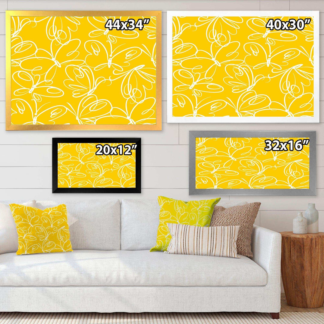 Butterflies hand drawn color pattern - Canvas Wall Art
