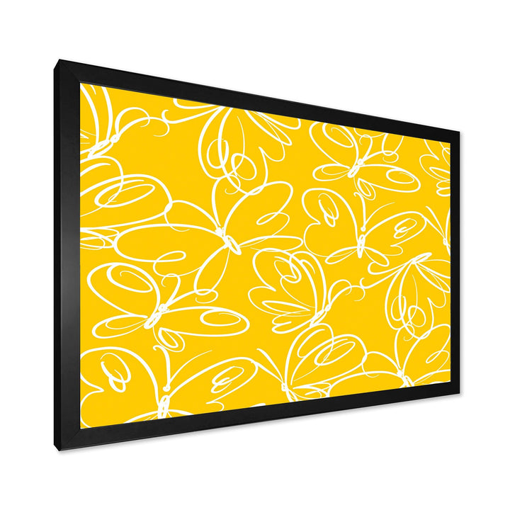 Butterflies hand drawn color pattern - Canvas Wall Art
