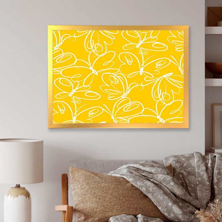 Butterflies hand drawn color pattern - Canvas Wall Art