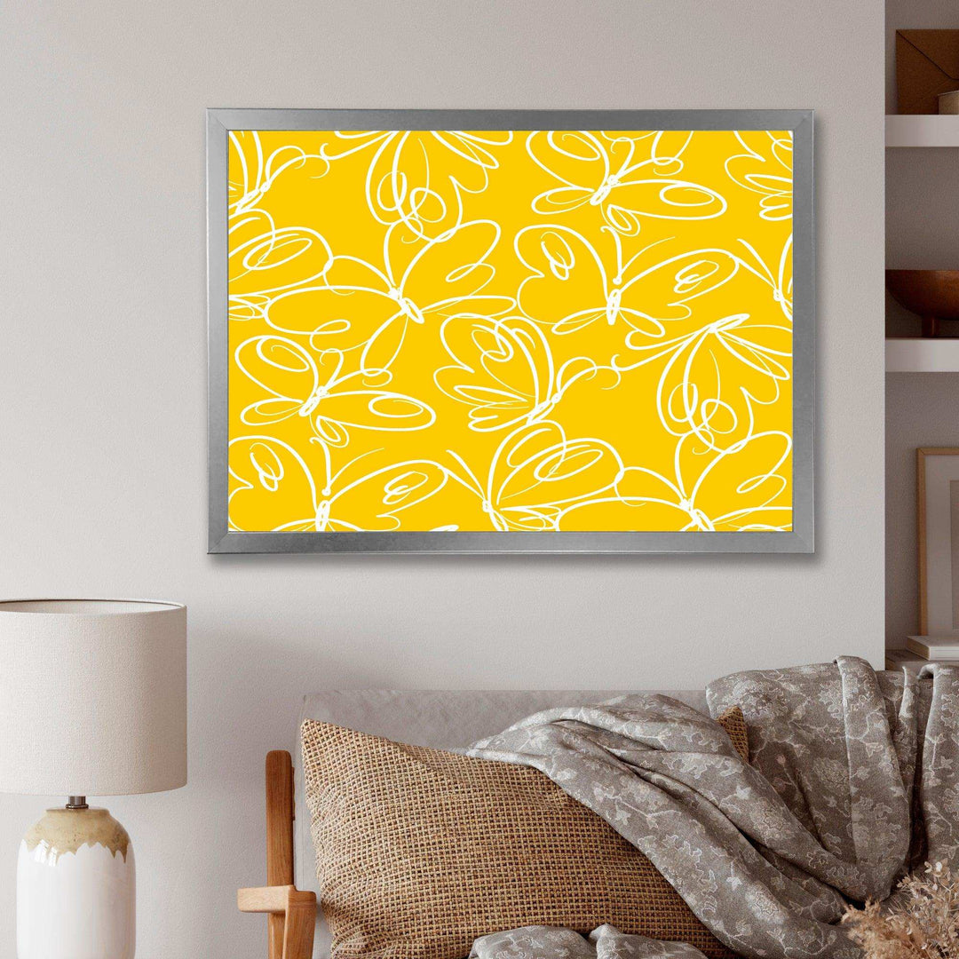 Butterflies hand drawn color pattern - Canvas Wall Art