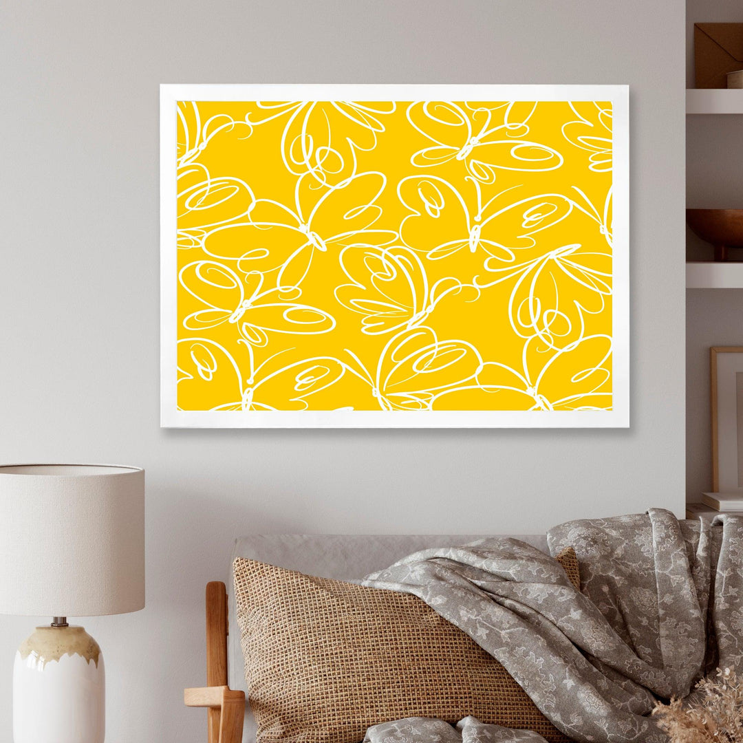 Butterflies hand drawn color pattern - Canvas Wall Art