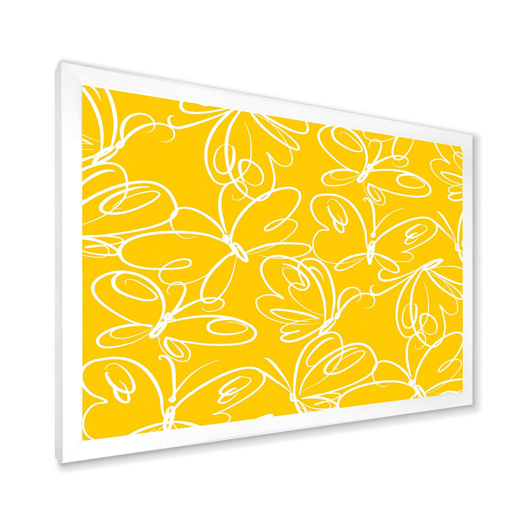 Butterflies hand drawn color pattern - Canvas Wall Art