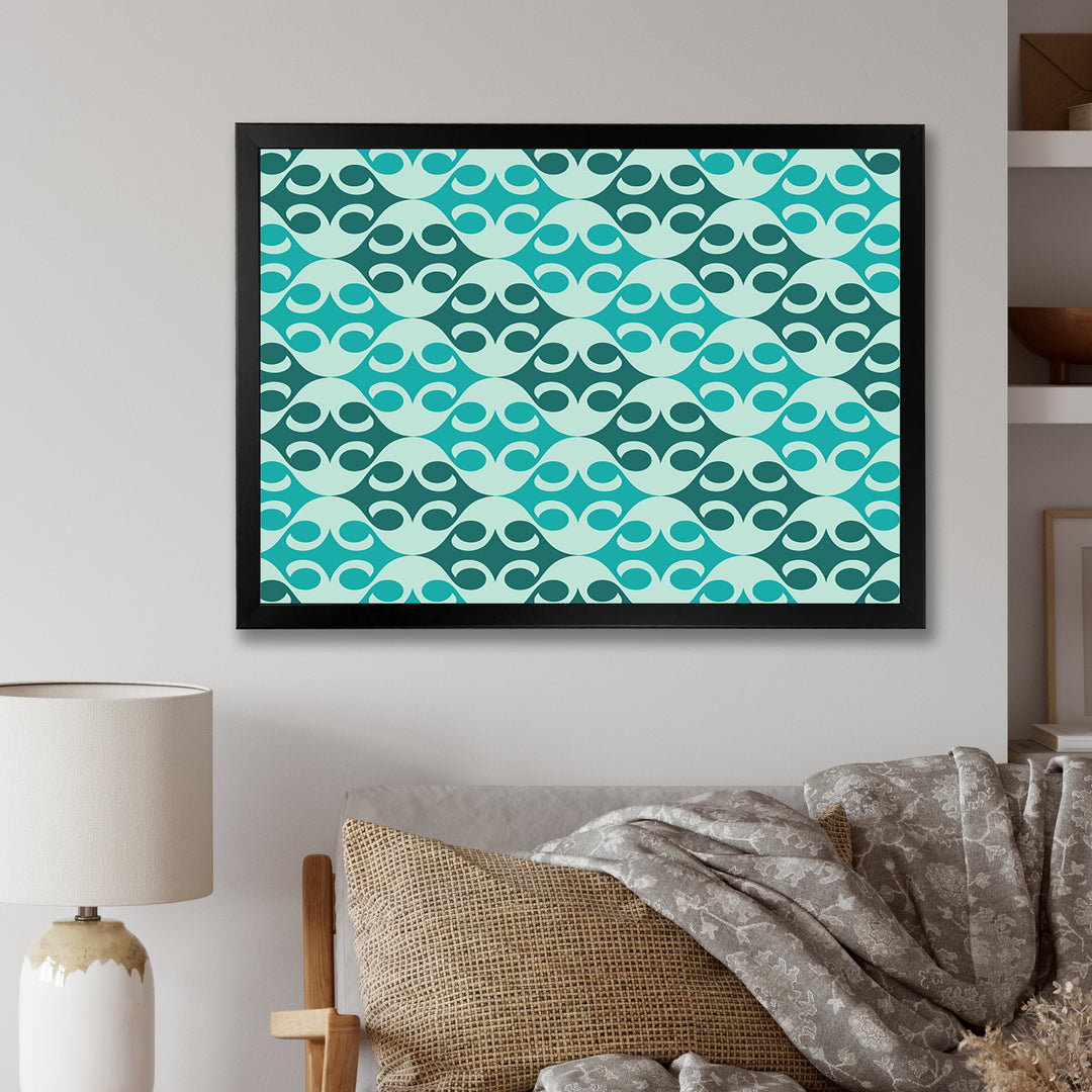 Abstract Retro Geometrical Design VI Framed Print Vibrant Black - 1.5" Width