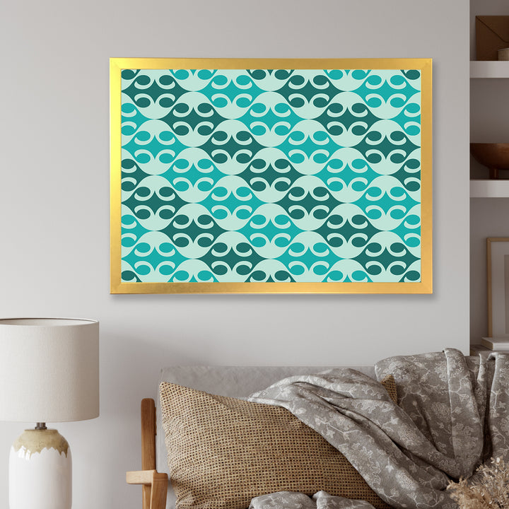 Abstract Retro Geometrical Design VI Framed Print Vibrant Gold - 1.5" Width